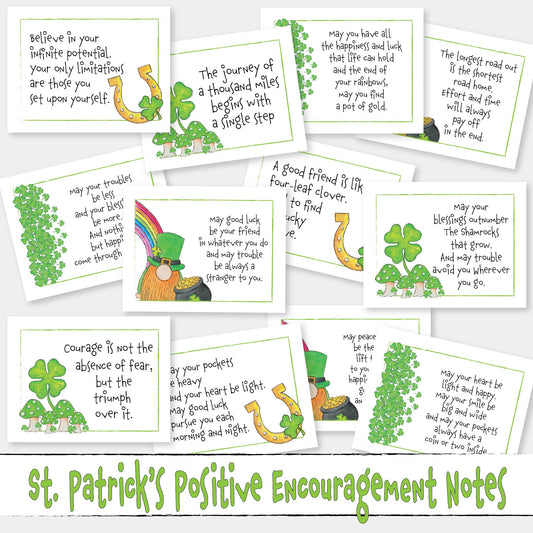 Printable St. Patricks Day A2 Tiny Notes Affirmation Encouragement Moral Booster Lunches