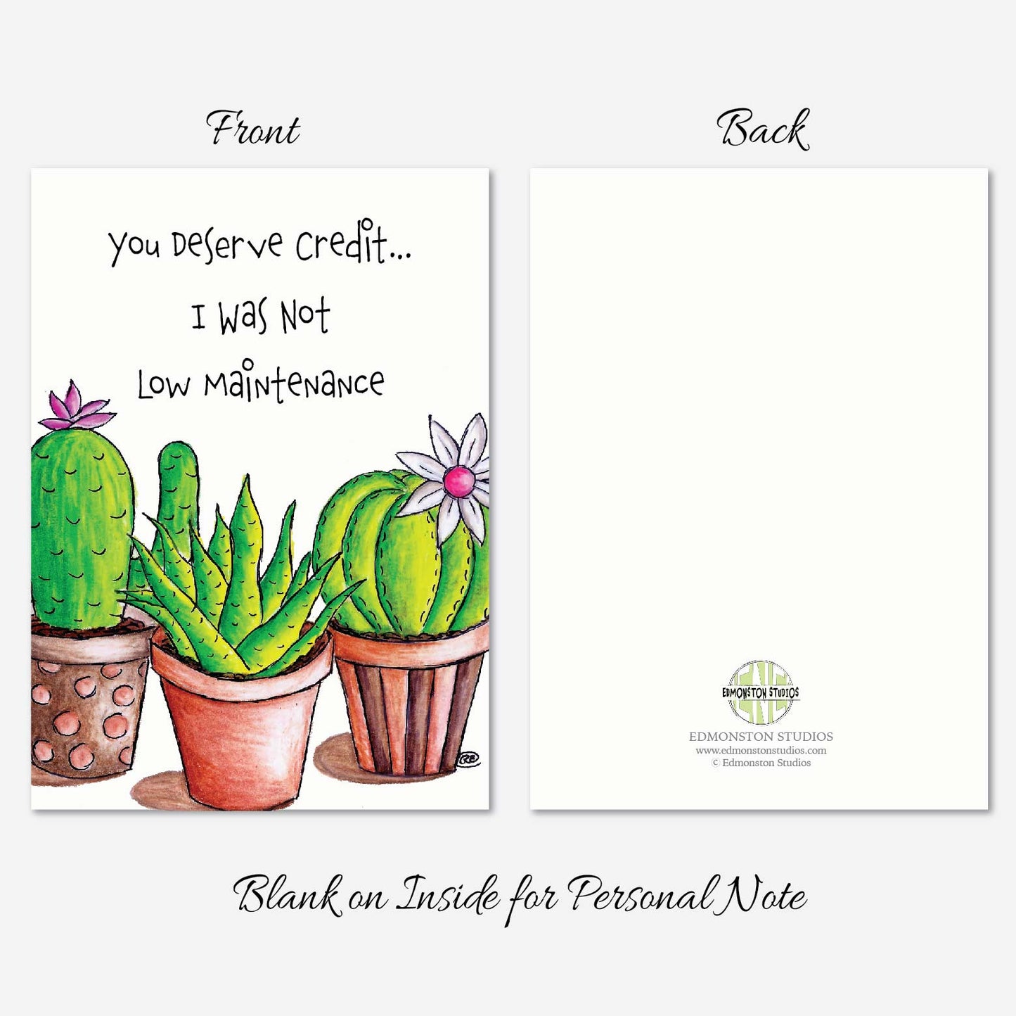 Funny Succulent Mother's Day Card: A7 on Textured Linen 5x7 | Blank, Standard Greeting, or Personalized
