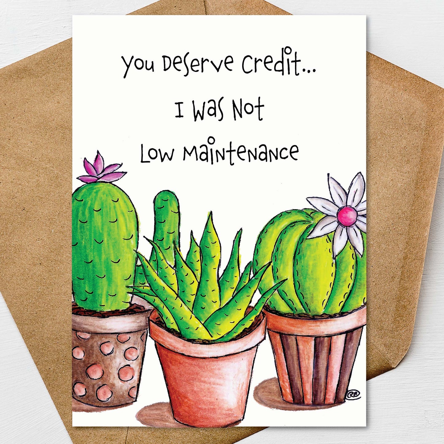 Funny Succulent Mother's Day Card: A7 on Textured Linen 5x7 | Blank, Standard Greeting, or Personalized