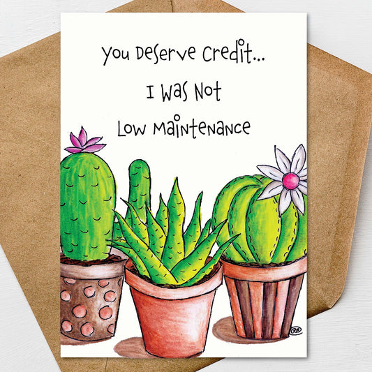 Funny Succulent Mother's Day Card: A7 on Textured Linen 5x7 | Blank, Standard Greeting, or Personalized