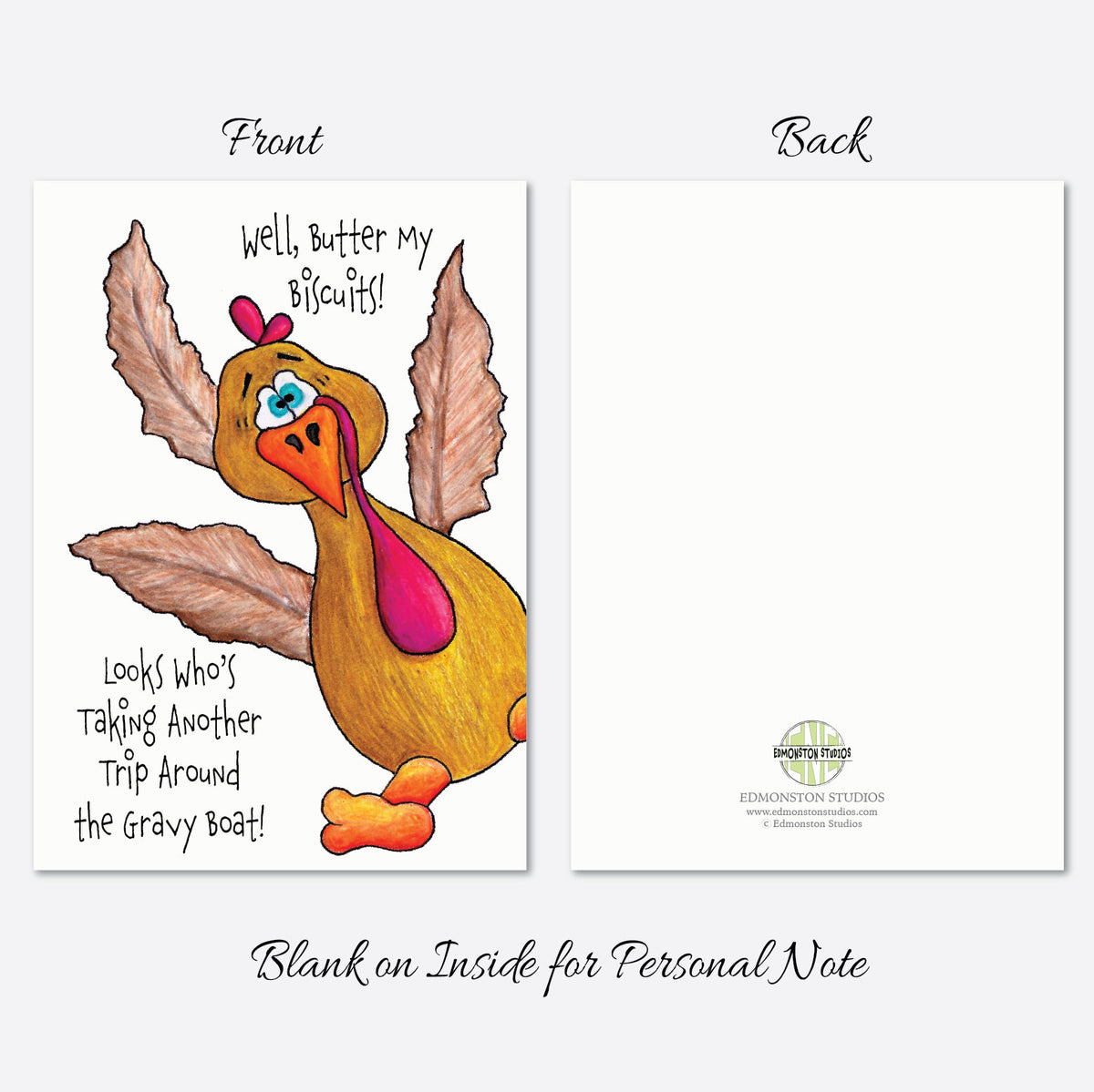 Funny Thanksgiving Birthday Card, Well Butter My Biscuits Look Who's Taking Another Trip Around the Gravy Boat