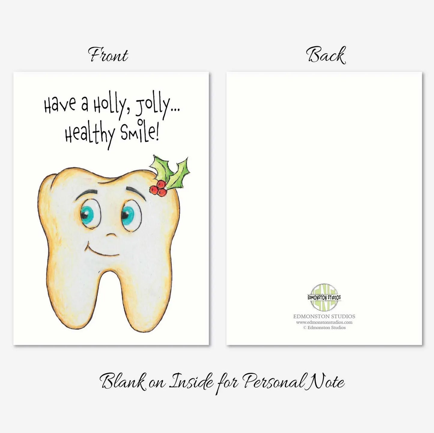 Funny Tooth Christmas Card | Cute Dental Holiday Greeting Card | Have a Holly Jolly Healthy Smile | Dentist Christmas Card