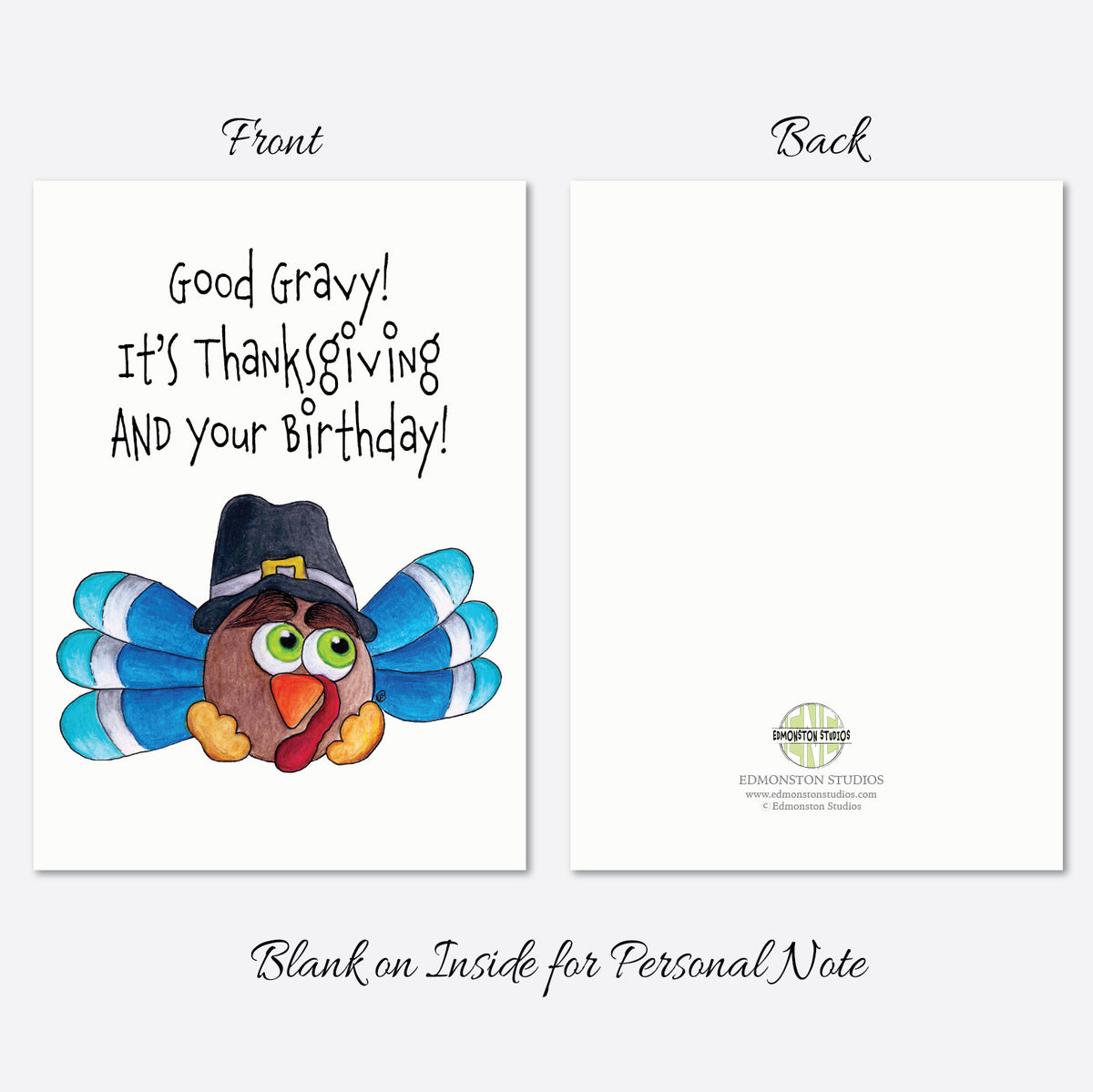 Thanksgiving Birthday Card Good Gravy It's Your Birthday AND Thanksgiving Funny Turkey