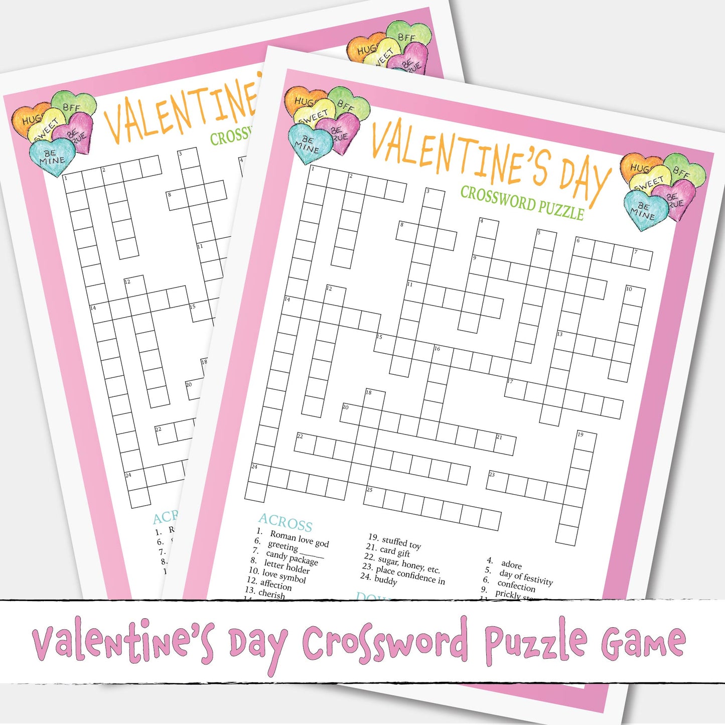 Printable Valentines Day Crossword Puzzle Game Activity