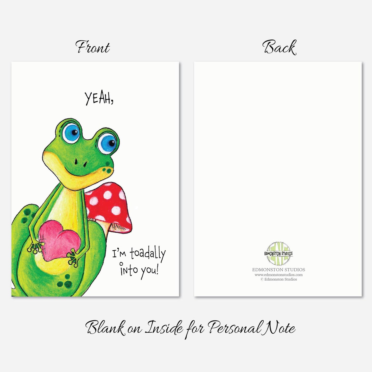Frog Valentine's Day, Anniversary, Love Card A7 5" x 7" on Textured Linen