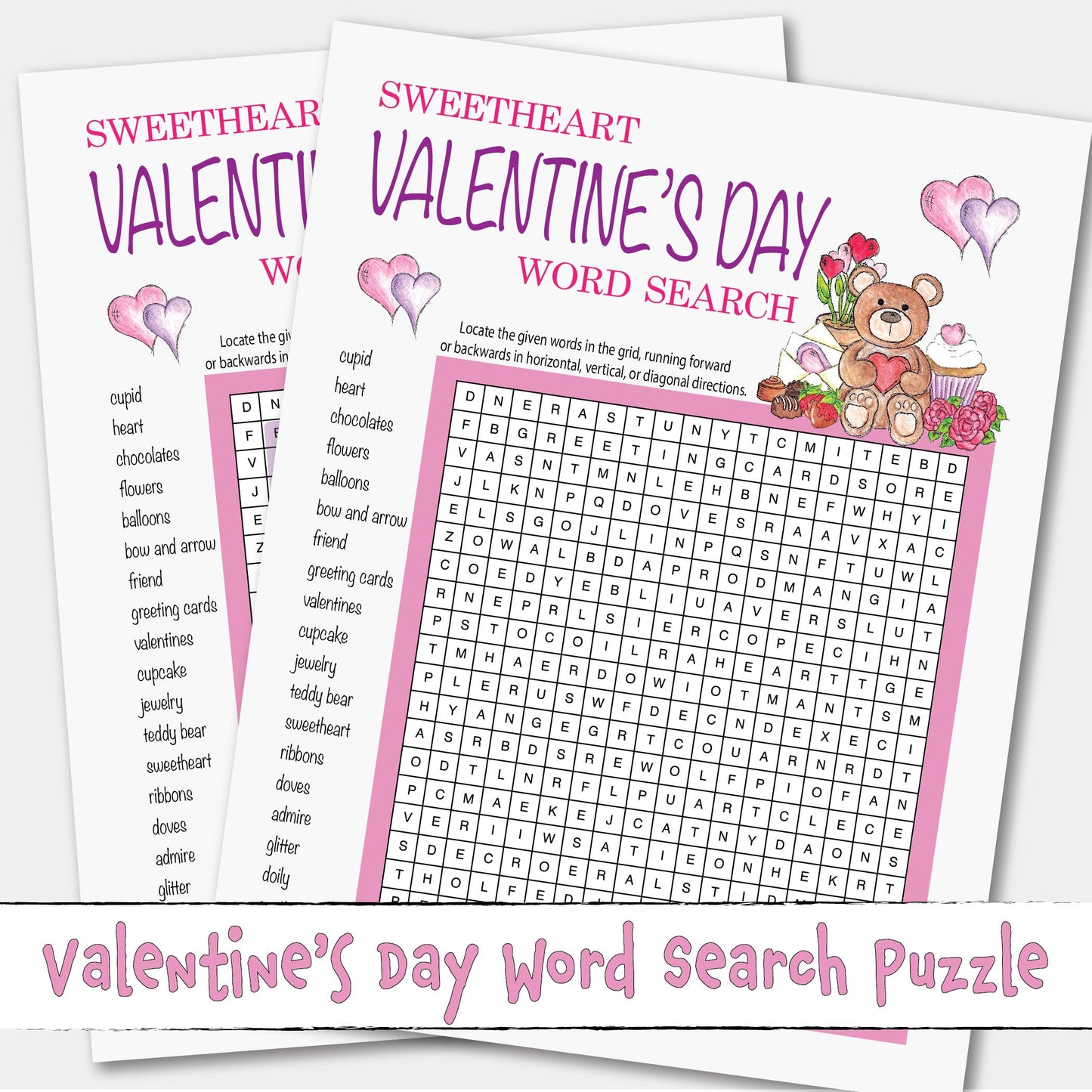 Printable Valentine's Day Word Search  Puzzle Game Activity