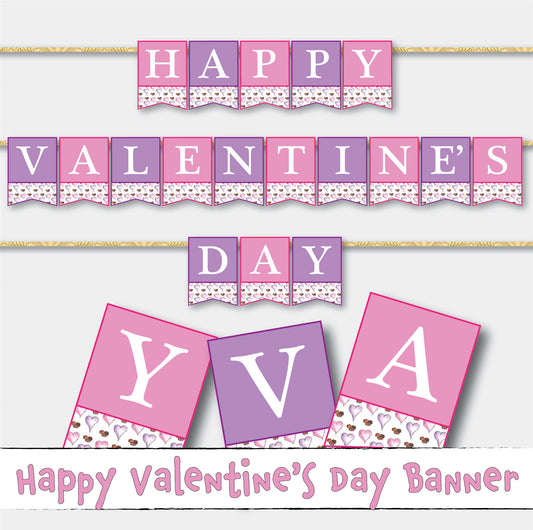 Happy Valentine's Day Banner, Valentines Day Bulletin Board Decor, Banner Printable, Valentine Decoration, Valentine Party Sign