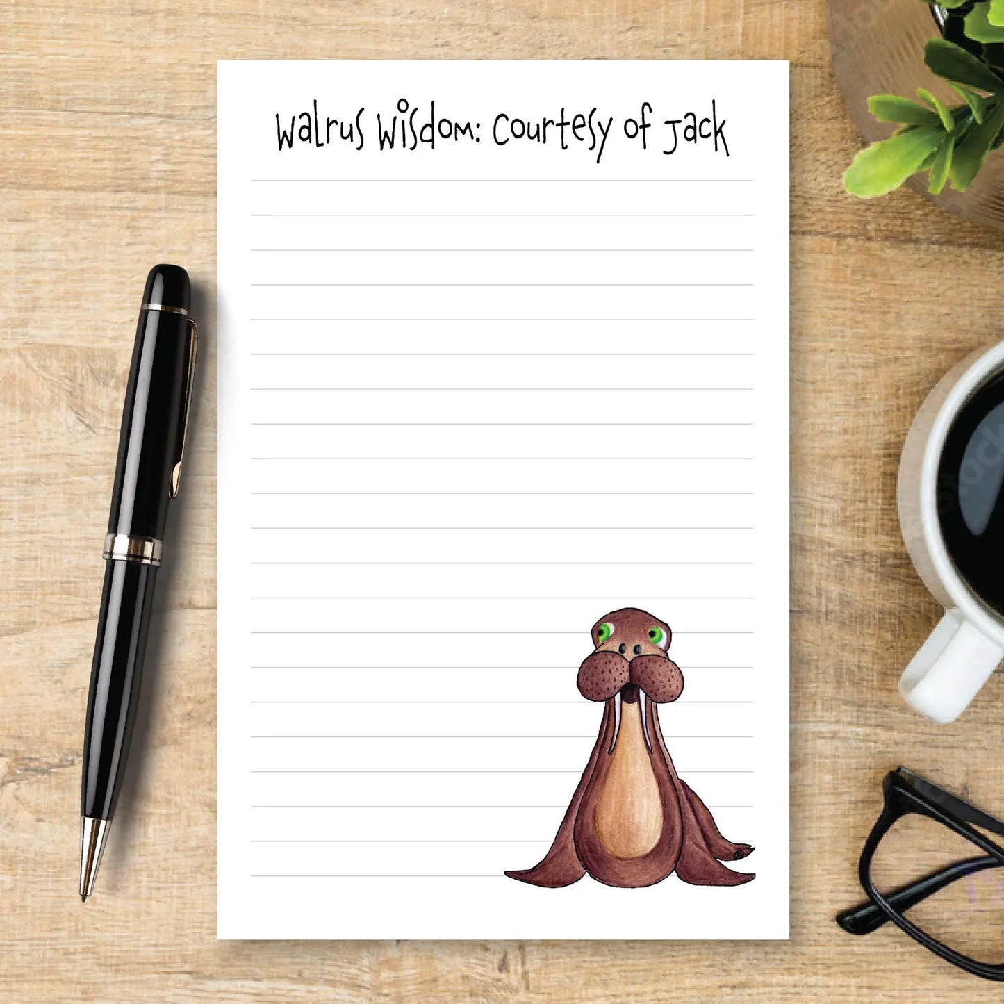 Personalized Walrus Notepad, Cute Walrus Stationery, Custom Note Pad, Arctic Animal Writing Pad, Ocean Animal Gift, Walrus Lover Gift