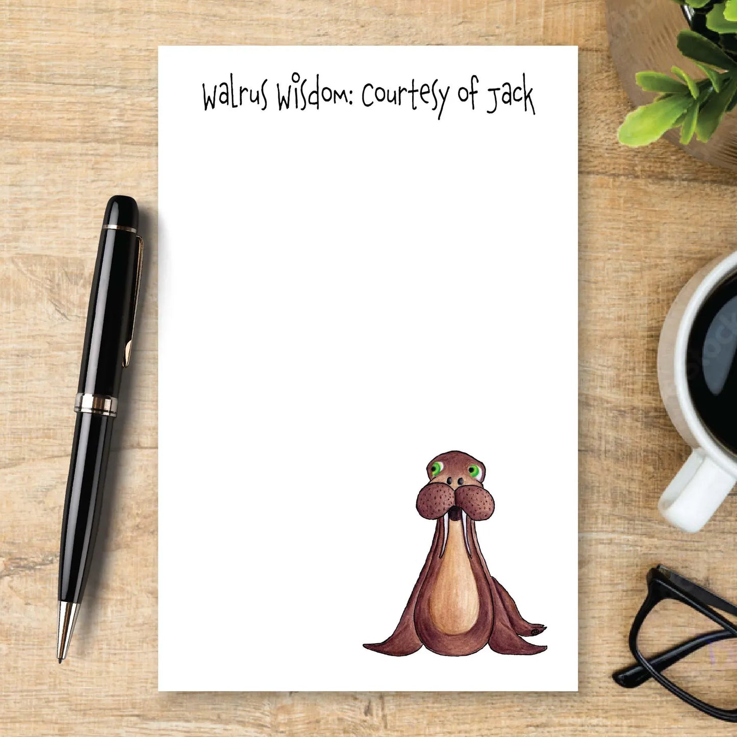 Personalized Walrus Notepad, Cute Walrus Stationery, Custom Note Pad, Arctic Animal Writing Pad, Ocean Animal Gift, Walrus Lover Gift