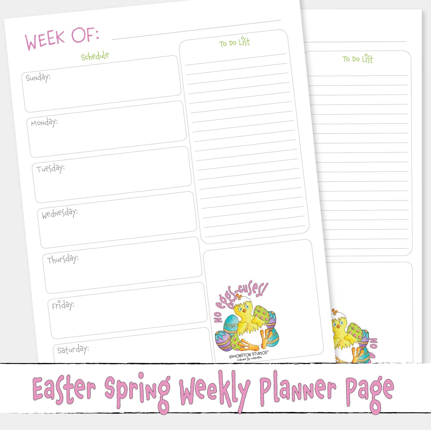 FREE Printable Weekly Planner Page April Easter Day Theme