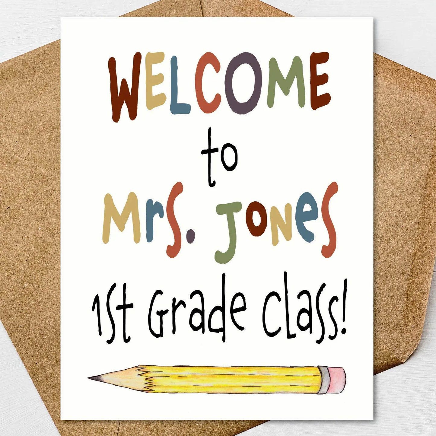 Welcome to 1st Grade Card for Students | Teacher Welcome Card | First Day of School Mailer | Personalized Teacher Card | Set of 6