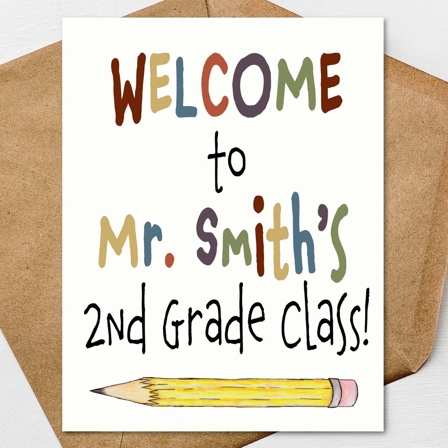 Welcome to 2nd Grade Card for Students | Second Grade Teacher Welcome Card | First Day of School Mailer | Personalized | Set of 6