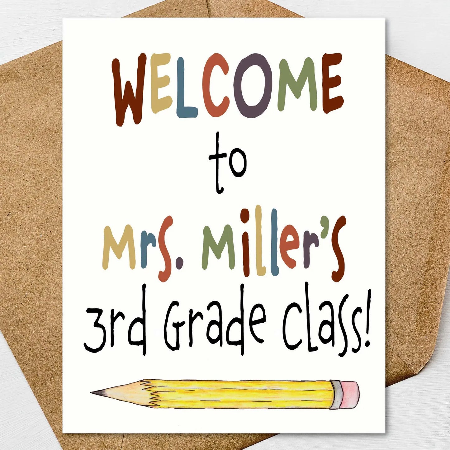 Welcome to 3rd Grade Card for Students | Third Grade Teacher Welcome Card | First Day of School Mailer | Personalized | Set of 6