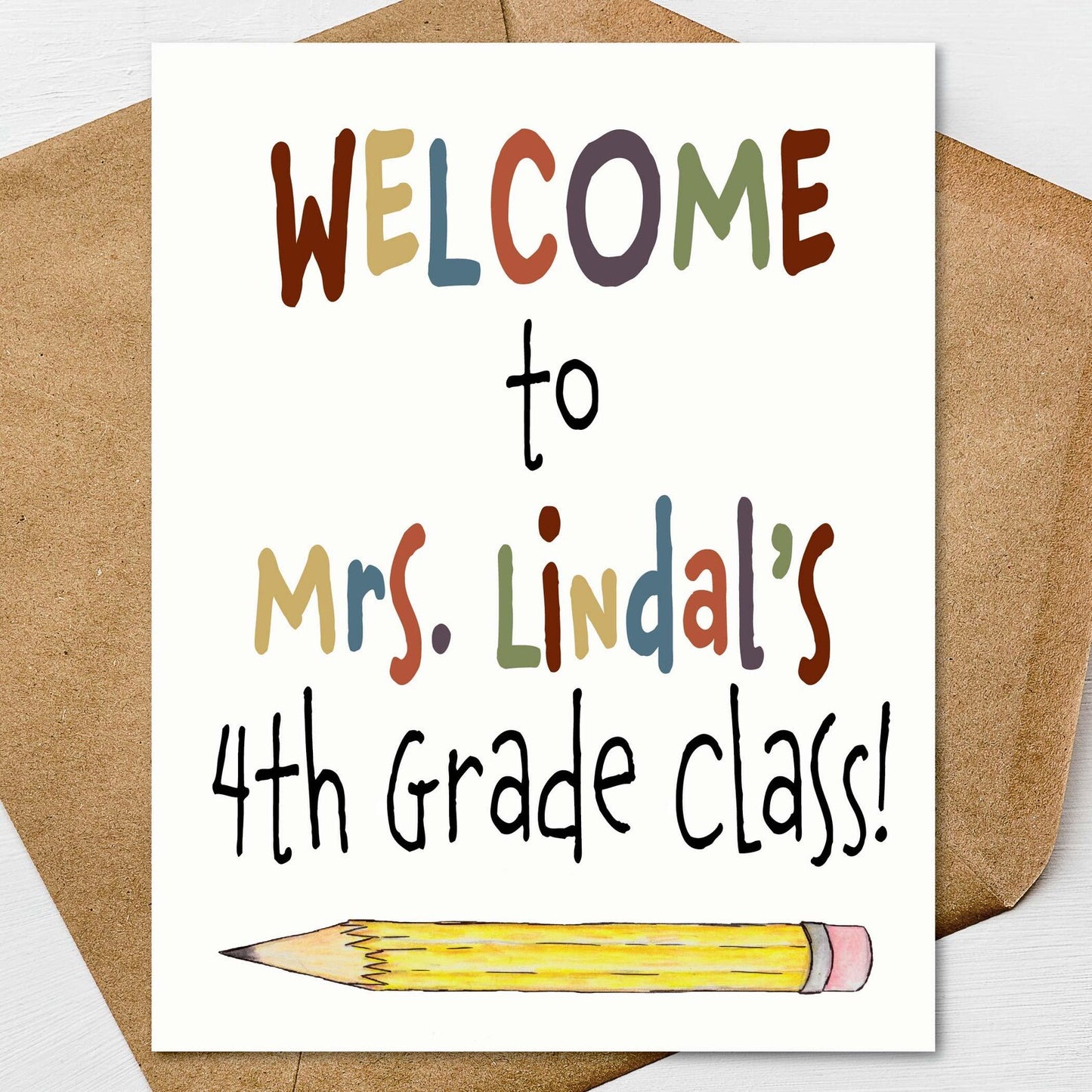 Welcome to 4th Grade Card for Students | Fourth Grade Teacher Welcome Card | First Day of School Mailer | Personalized | Set of 6