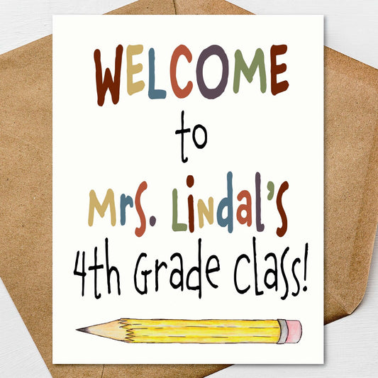 Welcome to 4th Grade Card for Students | Fourth Grade Teacher Welcome Card | First Day of School Mailer | Personalized | Set of 6