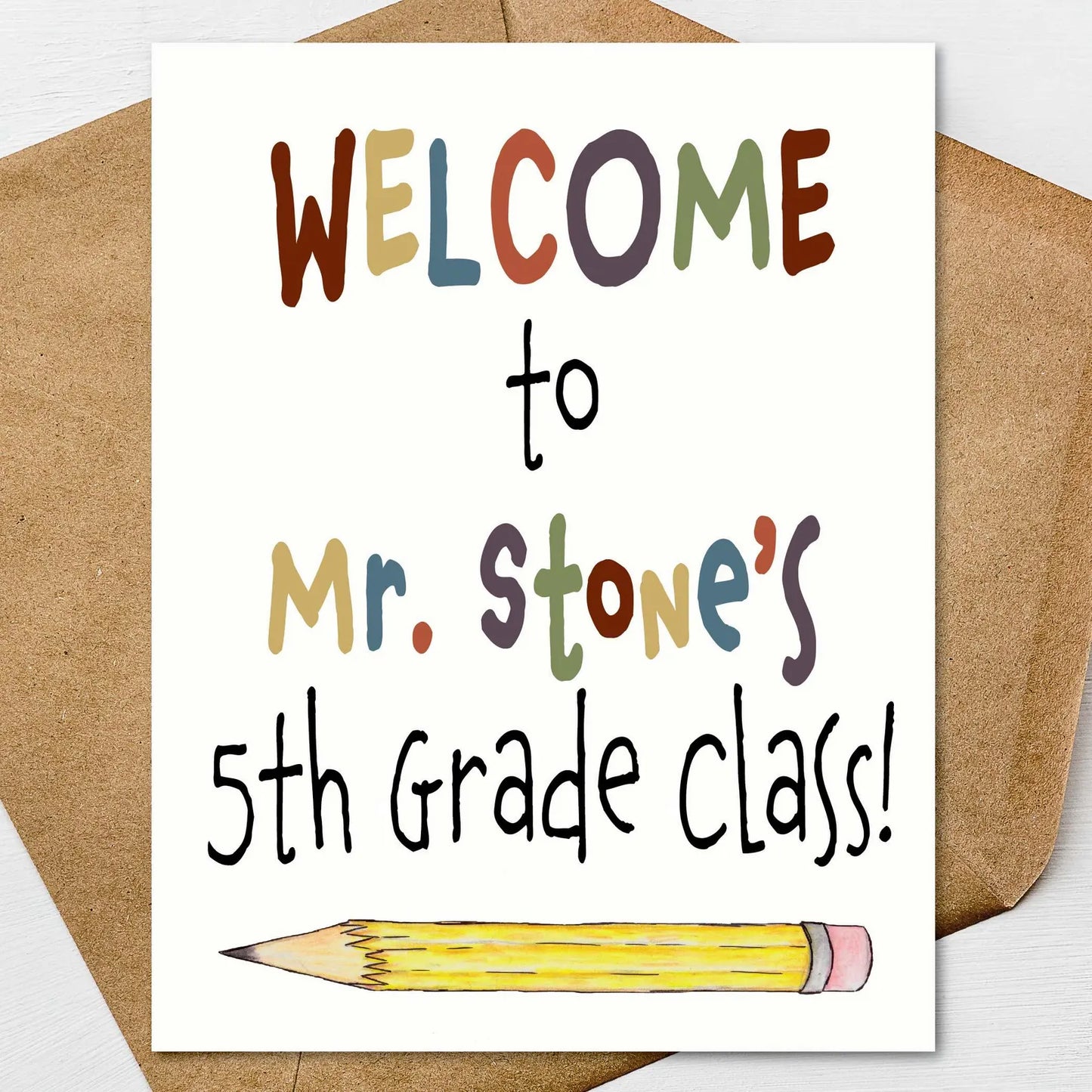 Welcome to 5th Grade Card for Students | Fifth Grade Teacher Welcome Card | First Day of School Mailer | Personalized | Set of 6