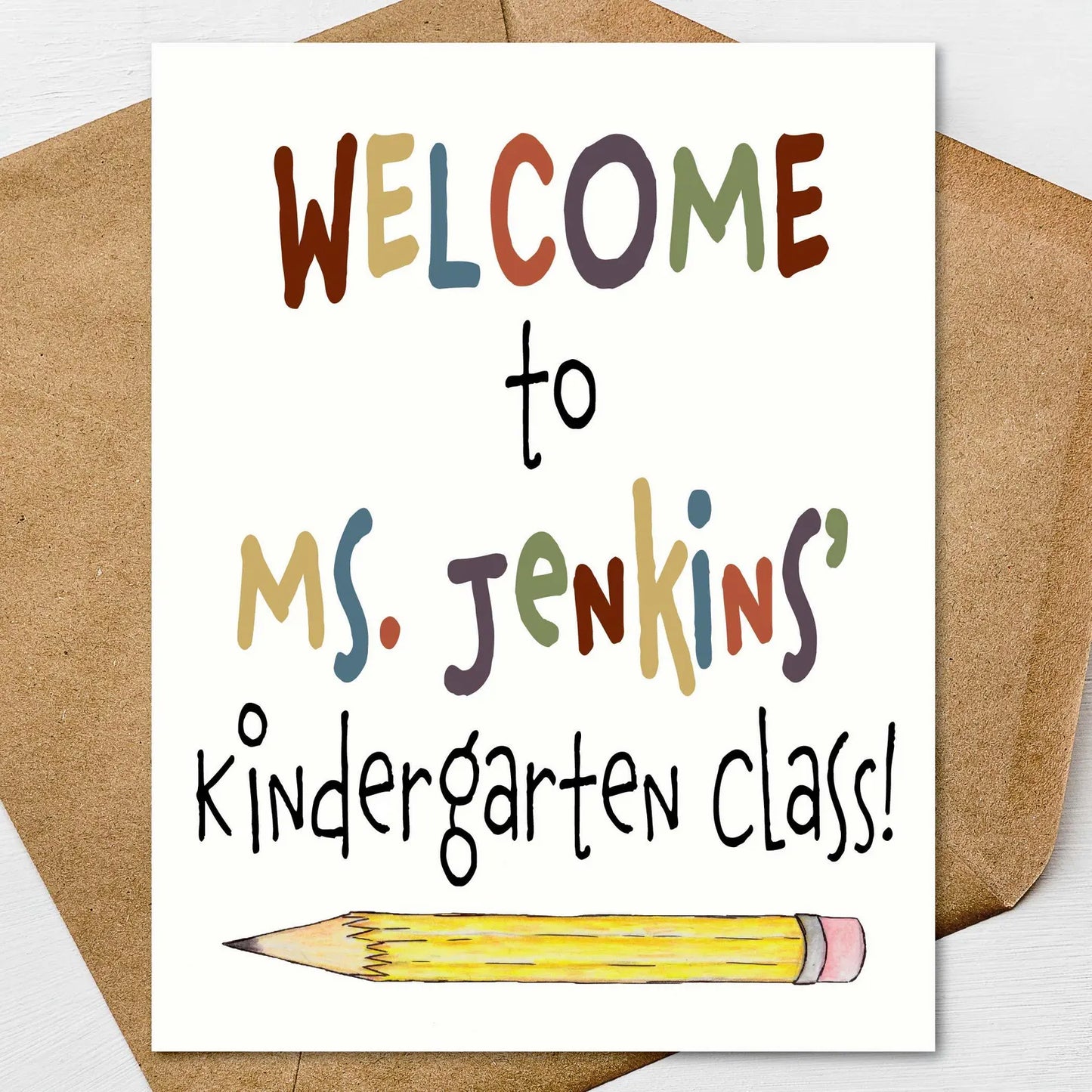 Welcome to Kindergarten Card for Students | Teacher Welcome Card | First Day of School Mailer | Personalized Teacher Card | Set of 6