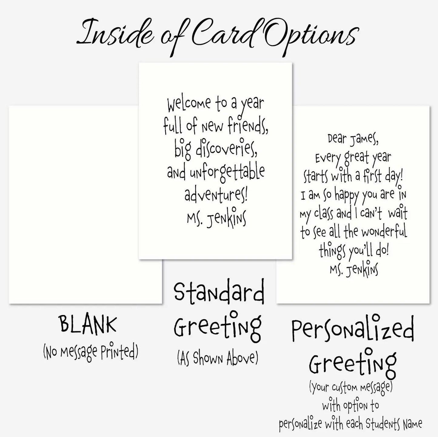 Welcome to Kindergarten Card for Students | Teacher Welcome Card | First Day of School Mailer | Personalized Teacher Card | Set of 6