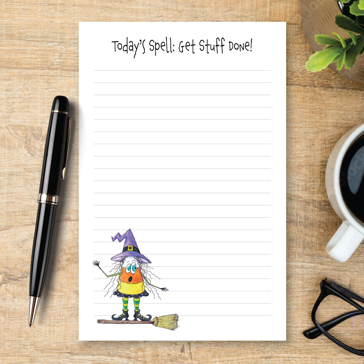 Personalized Witch Notepad, Custom Halloween Notepad, Cute Witch Stationery, Personalized Writing Pad, Halloween Gift for Her