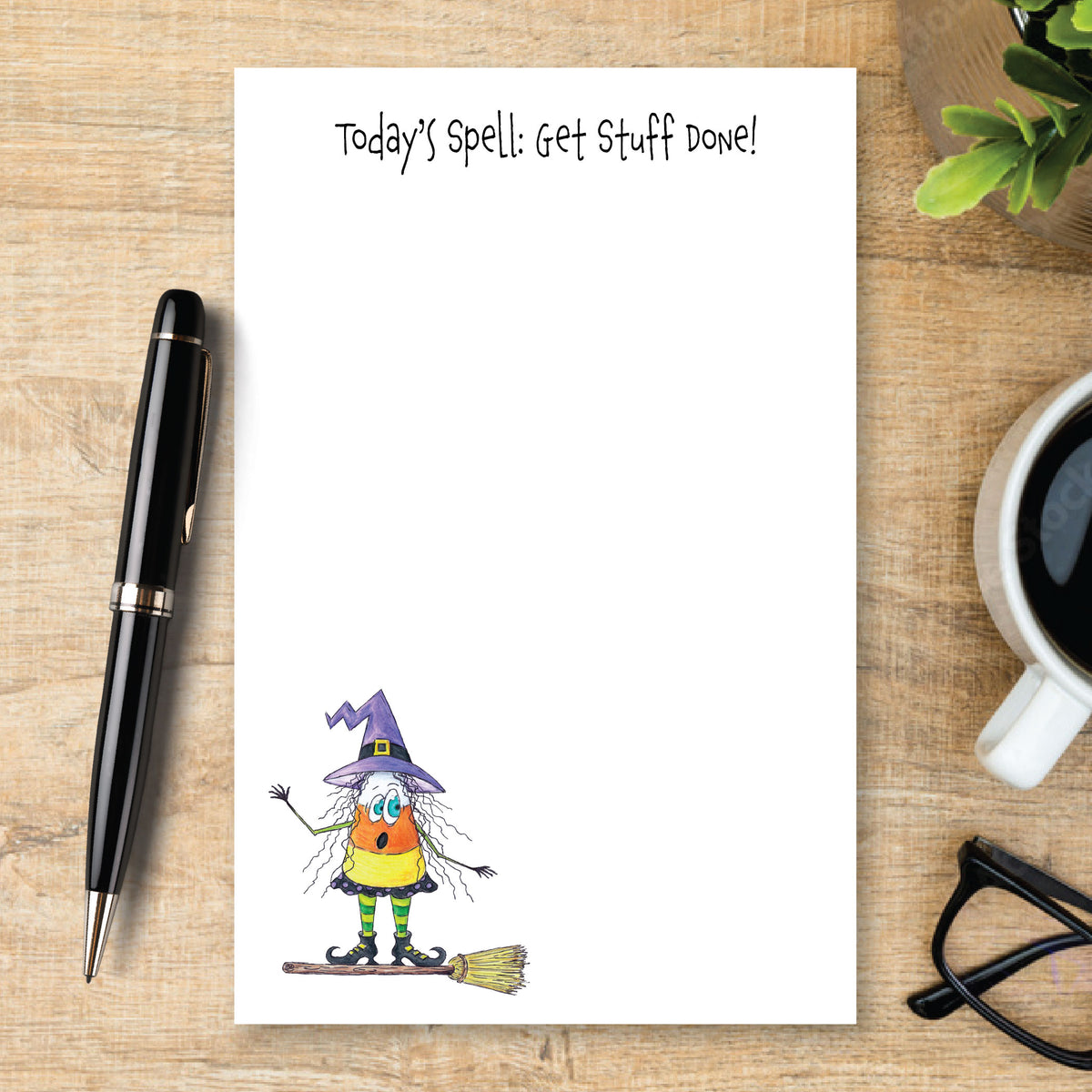 Personalized Witch Notepad, Custom Halloween Notepad, Cute Witch Stationery, Personalized Writing Pad, Halloween Gift for Her