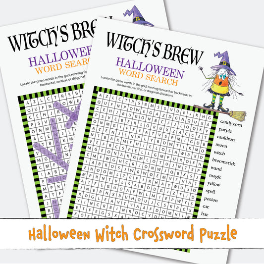 Witches Brew Halloween Word Search Printable Activity Games Instant Download