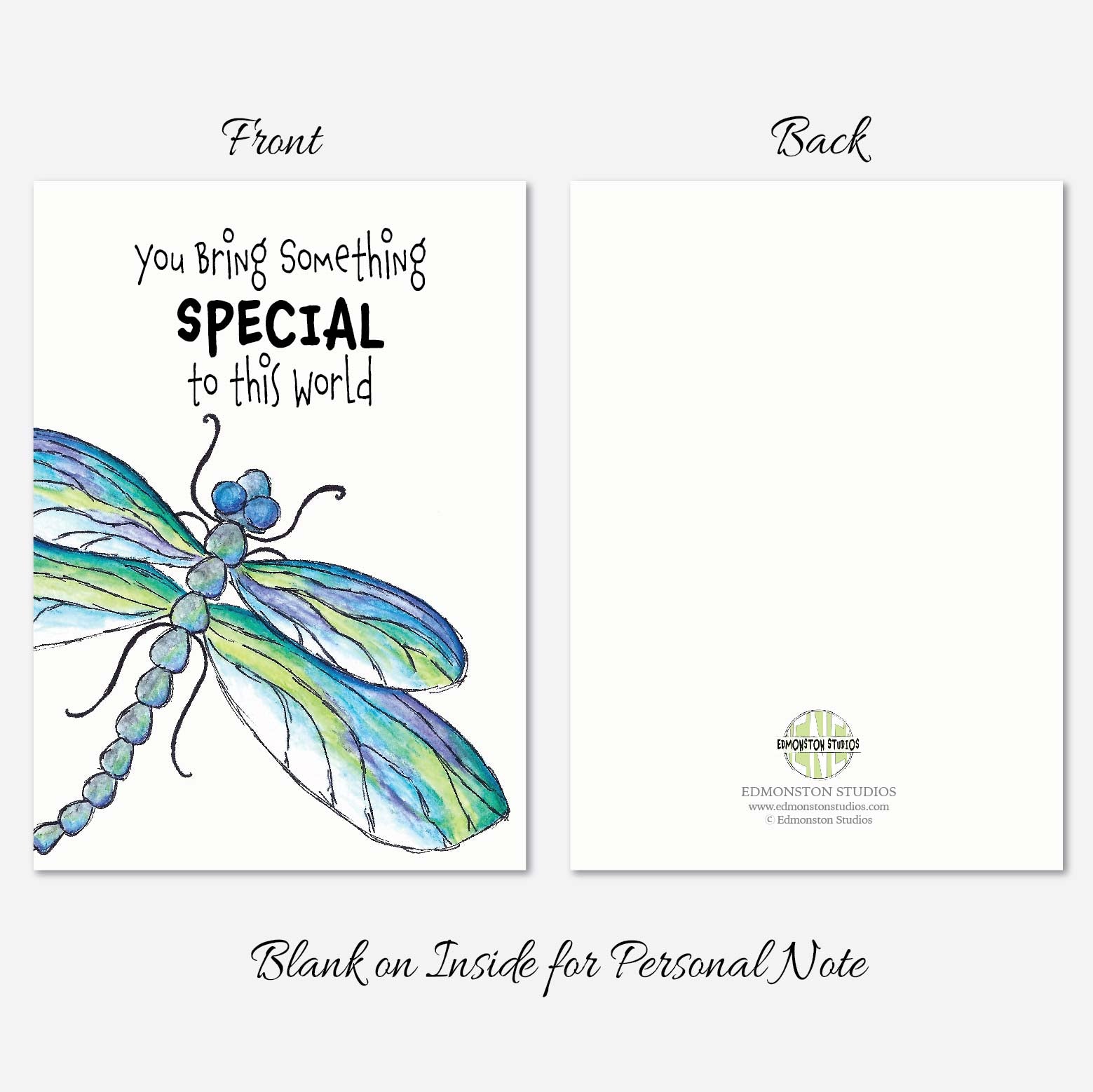 You Bring Something Special to this World Dragonfly Card A7 on Textured Linen