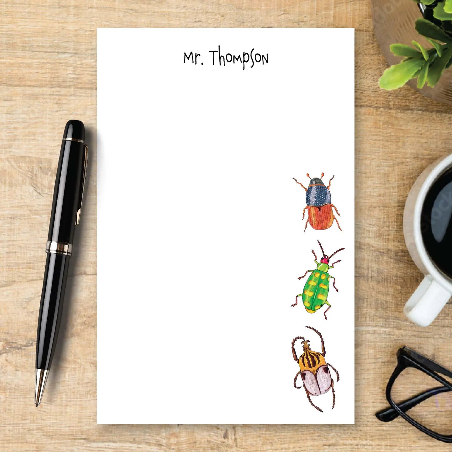Personalized Beetle Notepad, Entomology Gift, Bug Lover Stationery, Insect Writing Pad, Custom Note Pad, Nature Journal Paper