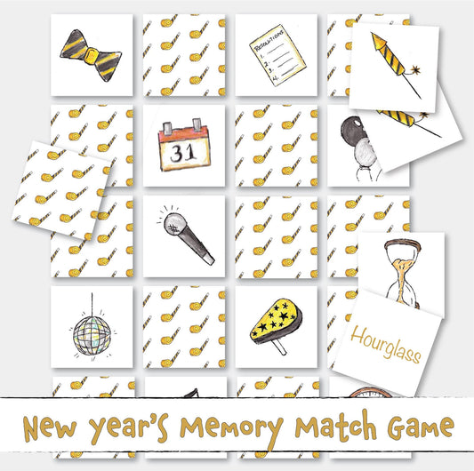 New Years Memory Matching Game: Printable Family Fun (Digital Download)