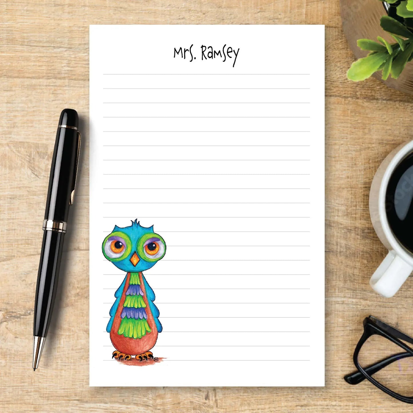 Personalized Owl Notepad, Owl Lover Gift, Woodland Stationery, Custom Writing Pad, Forest Animal Notepad, Nature Note Paper