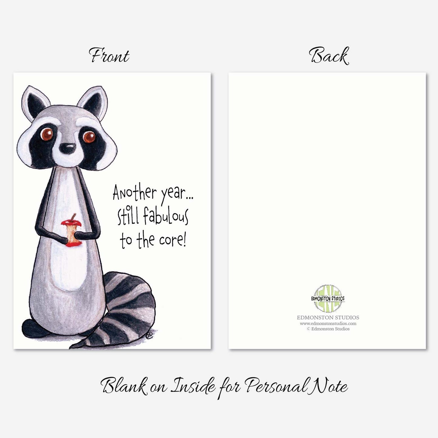Raccoon Birthday Card A7 5x7 on Textured Linen | Blank, Standard Greeting, or Personalized
