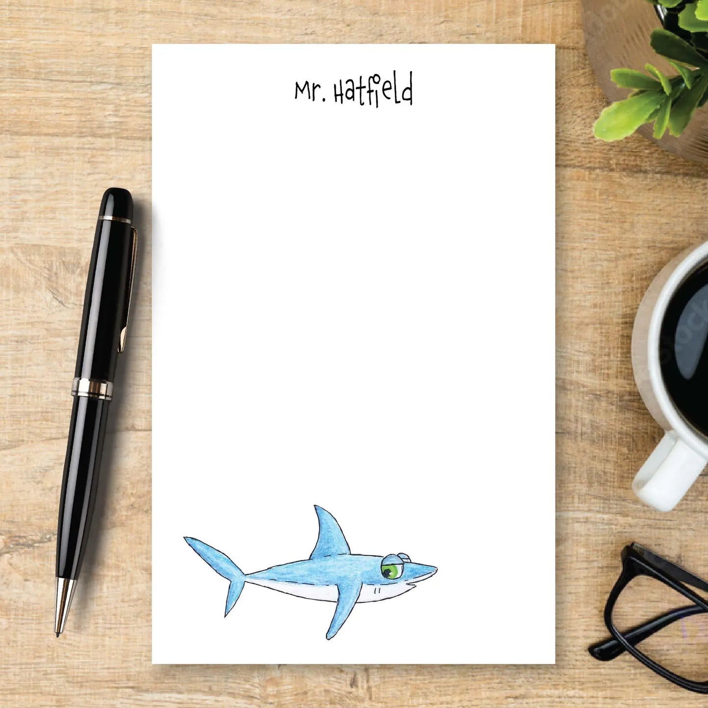 Personalized Shark Notepad, Shark Lover Gift, Ocean Stationery, Custom Writing Pad, Marine Life Notepad, Sea Life Note Paper